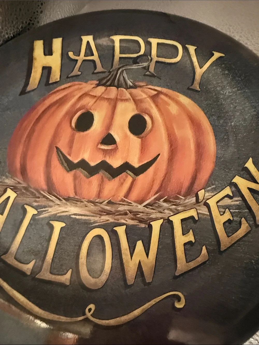 Happy Halloween Pumpkin Decorative Serving Platter - Orange